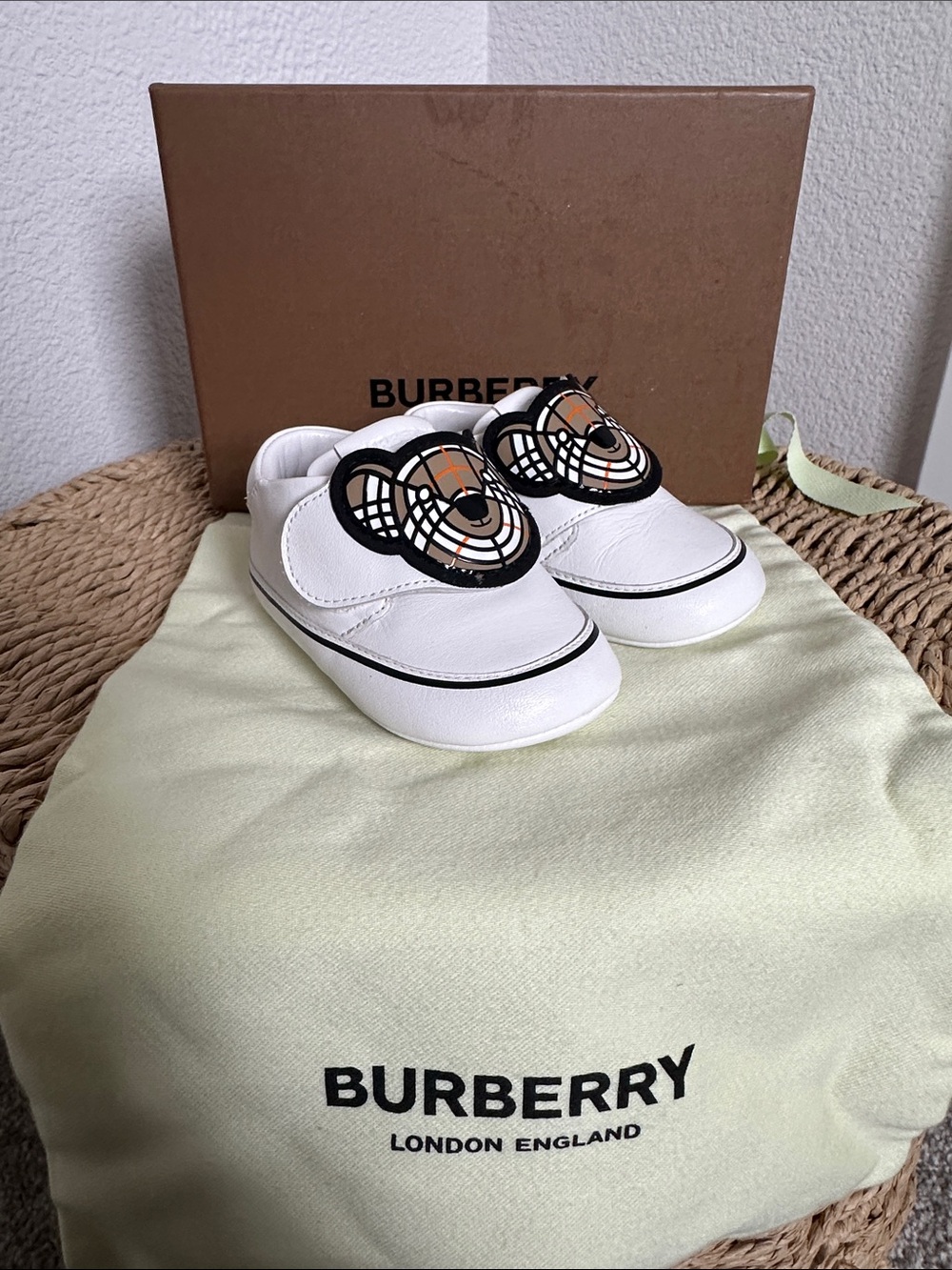 Burberry White Baby Slip-On Shoes